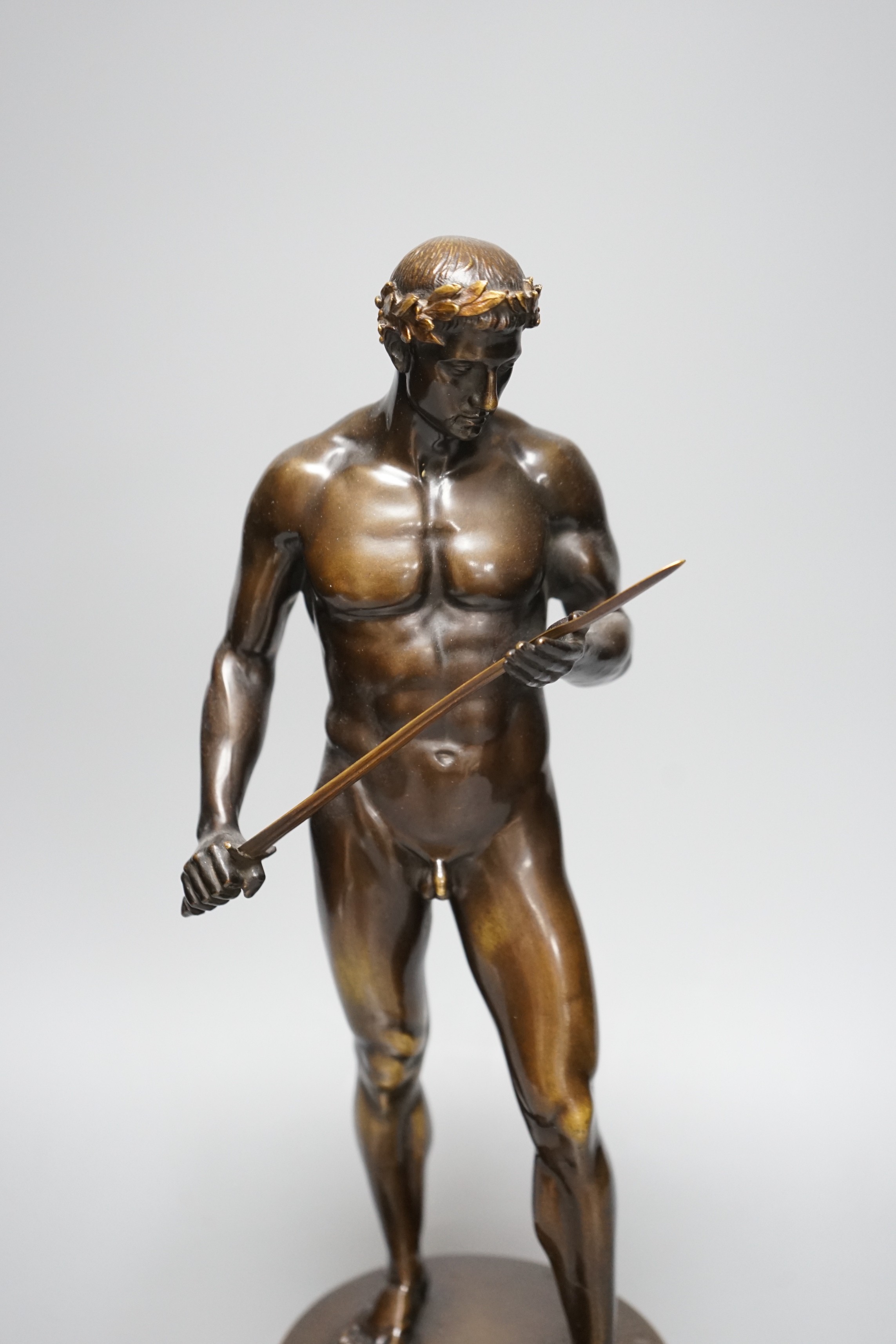 Fritz Heinemann (1864-1932), bronze study of a Roman warrior, 36cm